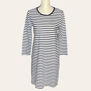 J. Crew Striped T-shirt Dress Size Small Navy Blue and White